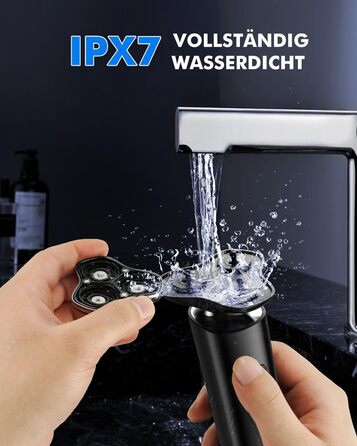 Електричний чоловічий бритва 3D з підзарядною базою - IPX7, вологостійкий, чорний