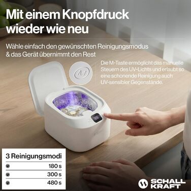 Ультразвукова ванна для чищення 48 кГц з УФ-дезінфекцією | Для ювелірних виробів, зубних кап, брекетів та дрібних предметів | Біла