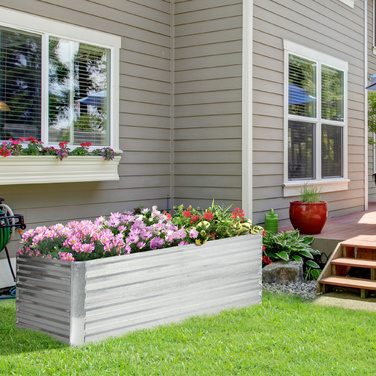 Outsunny Steel Raised Garden Bed, Planting Bed Cold Frame Garden Bed Flower Box Stackable, Planting Box Planter 180x90x60cm for Garden Balcony Terrace, Vegetable Bed for Flowers, Plants, and Fruit | Aosom