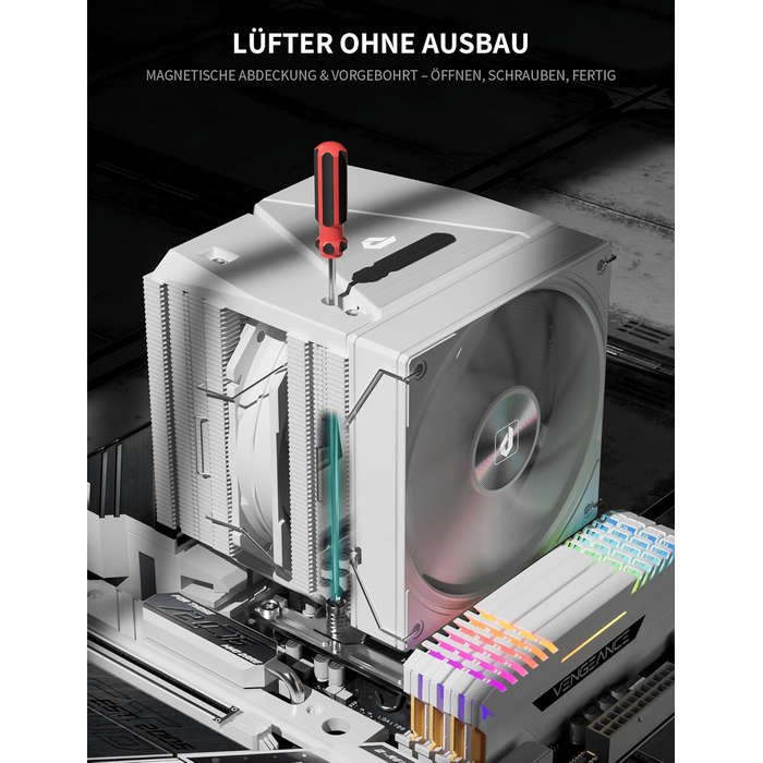 upHere UE2 Elite KC8C CPU кулер ARGB 120mm, Dual-Tower з 8 теплових трубок, TDP 280W, для процесорів AM5/AM4/AM3 Intel 1851/1700/115x/1200, тихий кулер для ПК (UE2 Elite T8-White)