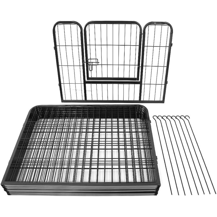 Клітка для собак, металева, для цуценят, гризунів, кроликів, розкладний вольєр, з дверцятами (310 x 2,5 x 75 см, 80 x 60 см)