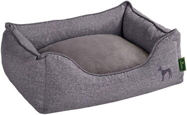 Софа для собак HUNTER BOSTON, зручне ліжко для собак з двостороннім подушкою, класичний дизайн, м'яке, затишне, миюче софа, неслизьке, сірий колір, розмір S, 60 x 50 x 17 см