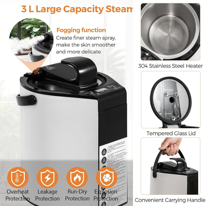 Портативна парова сауна HOMASIS для дому з генератором пари 3 літри, з пультом дистанційного керування, 9 температурних режимів та 9 таймерів, мобільний сауна-тент з відкидним стільцем та масажером для ніг (сірий)