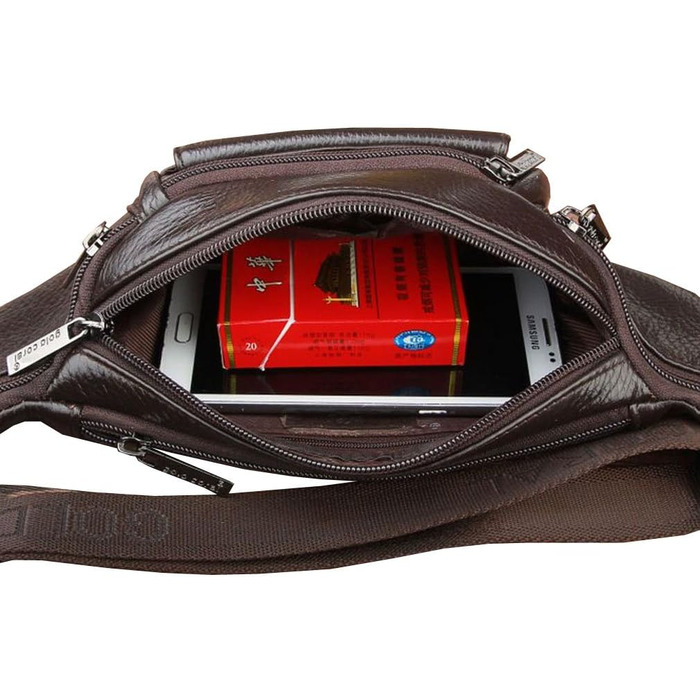 Чоловіча/Жіноча поясна сумка на талію, Slim Fanny Pack для активного відпочинку, подорожей, спорту, велоспорту, походів, їзди на конях, полювання, повсякденного носіння, колір кавовий