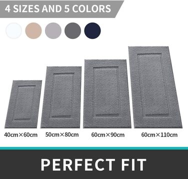 DEXI Bathroom Rug 60 x 90 cm, Non-Slip Bath Mat, Washable Soft Bath Mat, Microfiber Absorbent Bathroom Rug, Bath Mats for Bathtub, Shower Room and Bathroom - Grey 60 x 90 cm Grey
