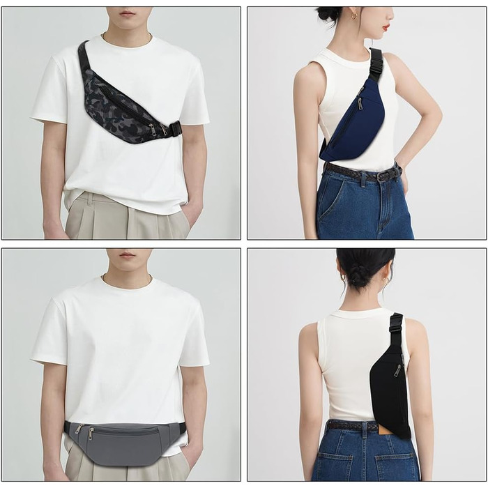 Чоловіча/жіноча поясна сумка на пояс, унісекс, водонепроникна, стильна, нейлон, для спорту, подорожей, прогулянок з собакою (чорна)