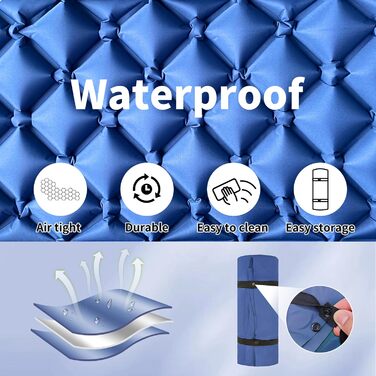 Каремат для кемпінгу Saphirblau: самонадувний килимок для відпочинку на природі з помпою та подушкою