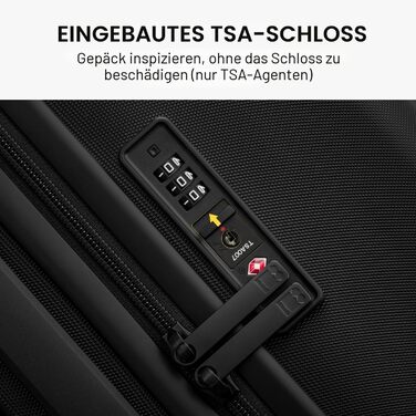 Чемодан-валіза LEVEL8 на коліщатках 40L, з TSA замком, 8 коліс, з міцного полікарбонату (PC), чорний, 54x23.5x37 см