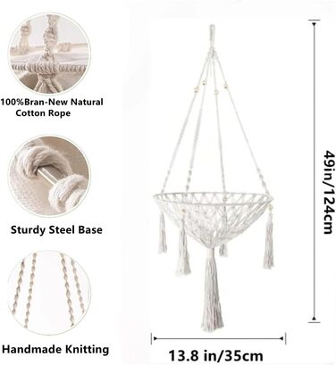 Гніздо-гойдалка для кота, бавовна, підвісне ліжко для кота, підвісне ліжко на вікно, в'язане гніздо для кота, ліжко для домашніх тварин (Білий, 35см)