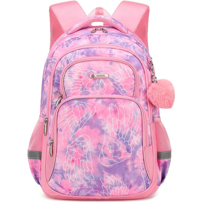 Дитячий рюкзак Cusangel для дівчаток та хлопчиків, ергономічний, регульований, водонепроникний, з нагрудним ременем - рожевий з серцем