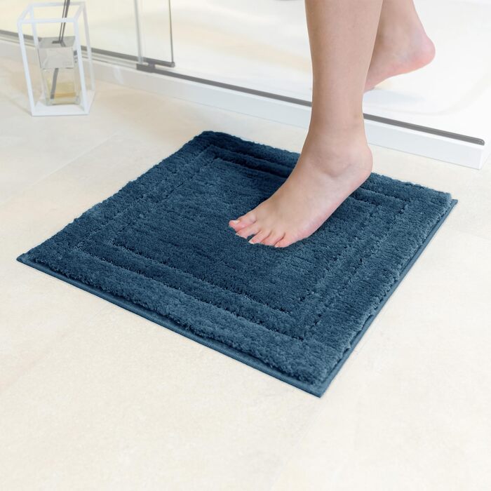 Протиковзкий килимок для ванної кімнати та туалету Decomira, Royal Blue, 45x45 см, квадратний, вологостійкий та придатний для прання