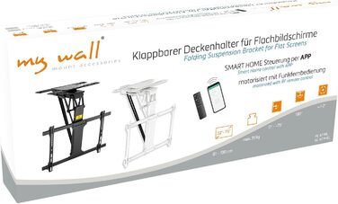 Моторизоване кріплення для телевізора на стелю HL47ML 32-75 дюймів, чорне, з поворотним механізмом 180° та Smart Home управлінням (до 35 кг)