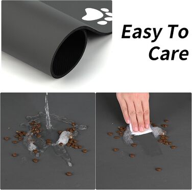 Підкладка під миску для собак та котів, 43x80 см, сіра, швидковисихаюча, неслизька