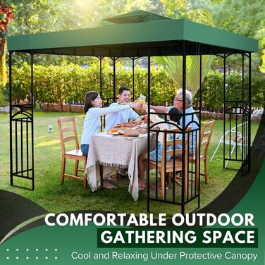 Replacement Gazebo Canopy Cover for Gazebo, 2.5 x 2.5 m, Waterproof Cover - Double-Layer UV30 Cover for Awnings, Garden, Terrace, Yard, Tent (Ivory) (Green)