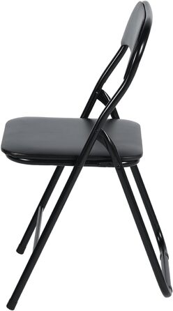 LuxNook 2 Pack PVC Folding Chair, Folding Stool with Cushion, Strong Metal Frame, Camping Chair, Foldable Chair, Office Chair, Space-Saving Desk Chair for Guest, Holds up to 150kg, 2pcs Black