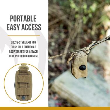 Диспенсер для собачих пакетів OneTigris з MOLLE системою та карабіном, для прогулянок, бігу, походів, тактичний, чорний (колір: коричневий, розмір: маленький)