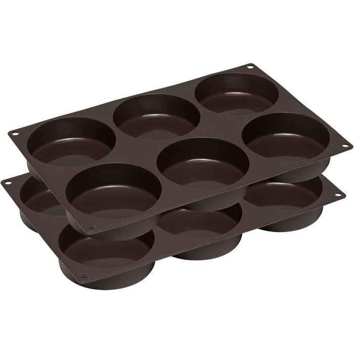 Lurch 585086 FlexiForm Burger Buns 2-Piece Set / 2 Silicone Molds for 8.5 cm Patties, Brown