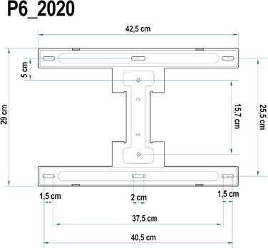 Кріплення для монітора/телевізора Ergosolid 2020-P6, поворотне, чорне, для екранів 45-75 дюймів, VESA 600x400, до 45,5 кг, сертифікат TÜV GS