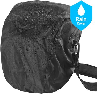 Водонепроникна сумка для камери FOSOTO з дощем.іком для DSLR/SLR Canon Sony Nikon Fujifilm. Сумісна з об'єктивом та спалахом. Чорна.