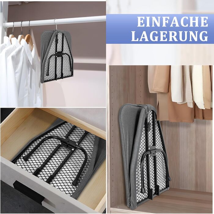 Відкидна прасувальна дошка з підставкою для праски, регульована по висоті, з антиковзними ніжками, компактна (сірий, 81 x 32 x 16 см)