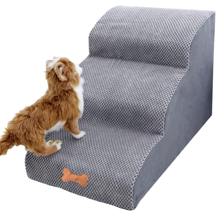 3-Step Dog Stairs for Small Dogs, Bounabay Removable Dog Ramp, Washable Portable Ladder Pet Stairs for Sofa Bed, Cat Stairs Made of Sponge, 40 cm High Dog Stairs