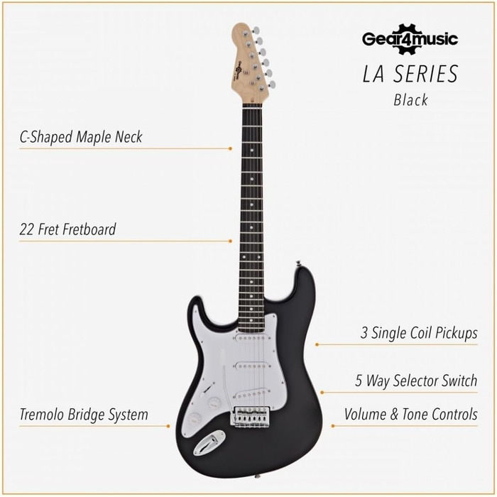 Електрогітара Gear4music LA для лівшів 4/4 з підсилювачем 10 Вт