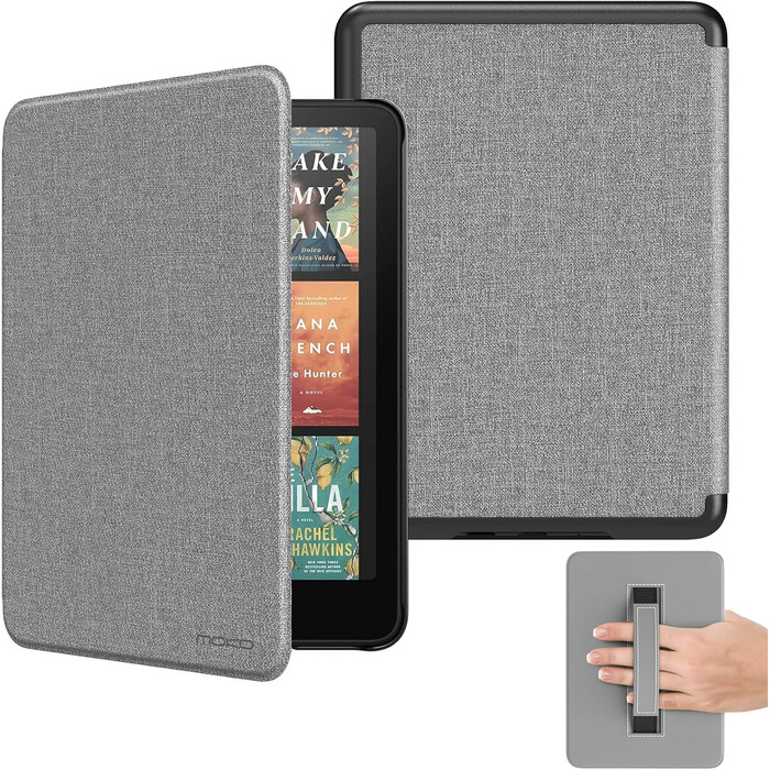 Чохол MoKo для Kindle Paperwhite (12-те покоління, 2024) та Kindle Colorsoft Signature Edition (2024), з петлею для руки, авто-ввімкнення/вимкнення, Agave Grün (сірий)