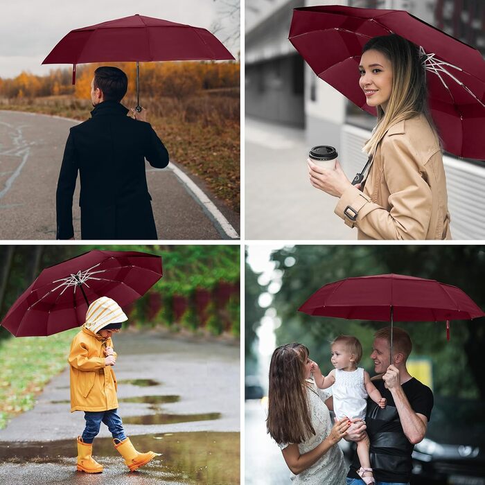 Зонт чоловічий/жіночий/дитячий Herreicher - автоматичний, штормостійкий, 102 см, 10 ребер, червоний