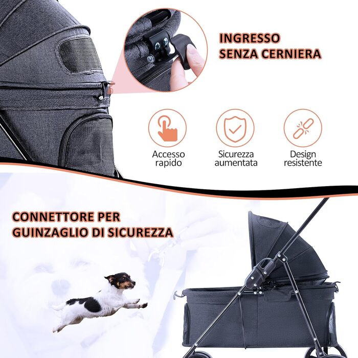 Візок для собак, складаний, переноска для тварин до 15 кг, чорний. Візок для котів та собак, переноска для тварин, бугі для собак