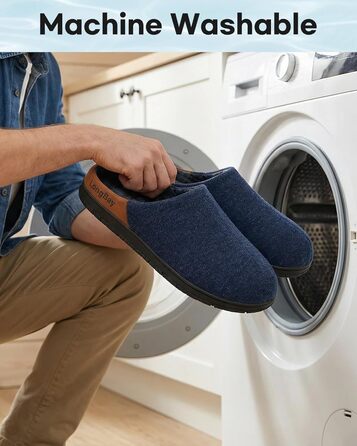 Чоловічі домашні капці LongBay з Memory Foam, в'язані, блакитні (46 EU), для дому та вулиці, дихаючі