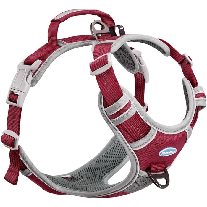 ThinkPet шлейка для собак з ручкою - анти-тяга, дихаюча, з підкладкою, світловідбиваюча (червона, XL)