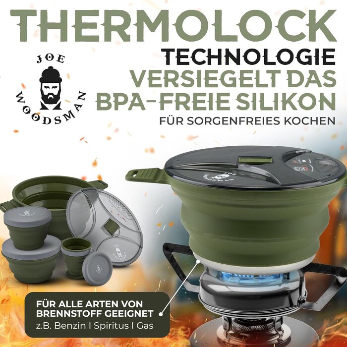 Набір посуду для кемпінгу Joe Woodsman: легкий, складаний, для туризму та подорожей