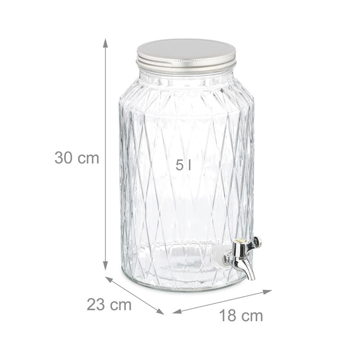 Relaxdays Drink Dispenser 5 Liter Diamond Pattern