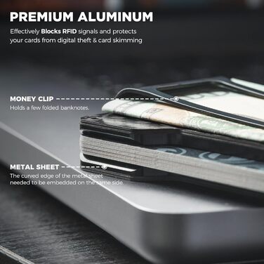 Крижма-картхолдер VULKIT для чоловіків з металевою кліпсою для грошей, Airtag, тонкий, RFID захист, гаманець, зелений (карбон)