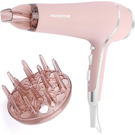 Фен Aigostar Lora рожевий 2400W з іонізацією, 3 температурні режими та 2 швидкості повітря