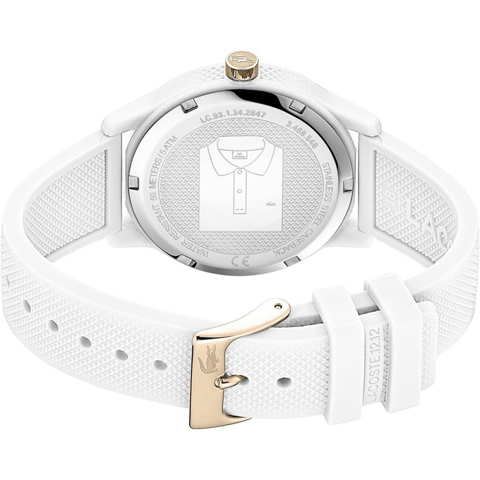 Аналоговий кварцовий годинник Lacoste 12.12 унісекс із силіконовим ремінцем Petit Piqué, спортивний стиль
