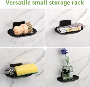 Тримач для мила настінний без свердління, нержавіюча сталь, з піддоном для стікання води, чорний. Підходить для ванної кімнати та кухні, для мила, губок, щіток.