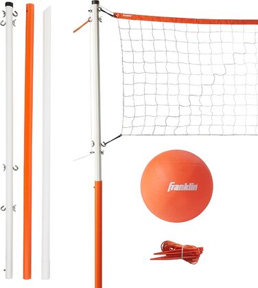 Franklin Sports Набір для волейболу на відкритому повітрі - Пляж + Двір, портативний волейбольний волан з стійками, повний набір для волейболу на вулиці з сіткою + волейбольним м'ячем (для початківців)