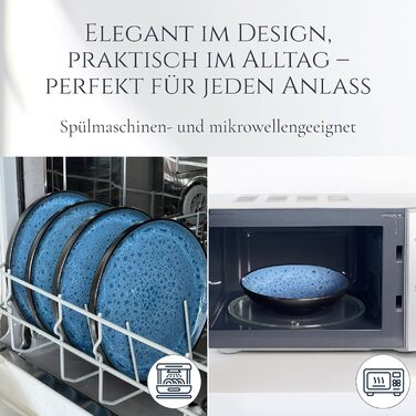 Набір посуду Steingut Ibiza 24 шт. для 6 осіб - глибоке синій колір, Pure Living, TESTSIEGER