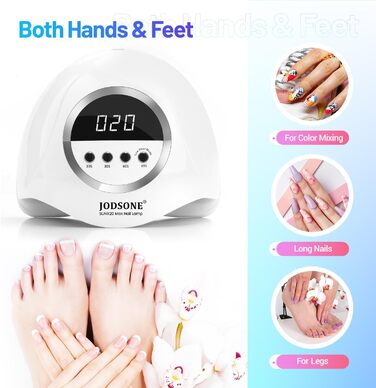 JODSONE 320W UV LED лампа для нігтів з авто-сенсором, 72 світлодіоди (червоне світло) та 4 таймерами (10/30/60/99s) – професійний апарат для сушіння гель-лаку, гелю та шелаку для рук і ніг