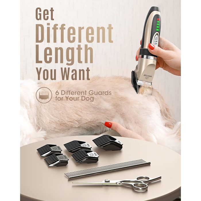 Професійна машинка для стрижки собак та котів oneisall Leise, для щільного хутра, потужний мотор, золото