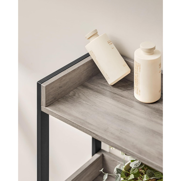 VASAGLE Toilet Shelf, 3 Tiers, Bathroom Shelf, Space-Saving, Easy to Assemble, for Laundry Room, Industrial Style, Rustic Brown and Black, BTS002B01 (Grey + Black)