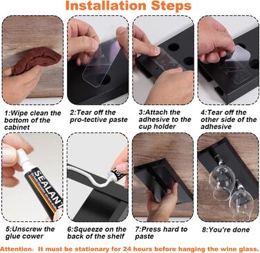 Тримачі для келихів вина SAMSYOKI (4 шт.) - самоклеючі, під шафу, для кухні, бару, ресторану