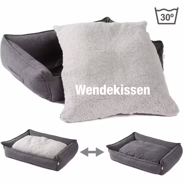 JAMAXX Premium Orthopedic Dog Bed Memory Foam Visco Washable Reversible Cushion Water-Repellent/Dog Basket Soft Velvet-Like Sofa Fabric Dog Cushion Dog Basket PDB2002 (L) 120x90 (L 120 x W 90 x H 22 cm, grey)