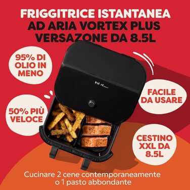 Фритюрниця електрична Instant VersaZone XXL 8.5л з двома камерами - аерофритюрниця, духовка, гриль, сушка, розігрів (чорна)