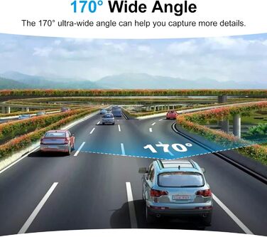 Відеореєстратор AQV Dashcam Auto Vorne und Hinten 4K з WiFi, 64GB SD, Loop, G-Sensor, APP, Нічне Бачення, 170°+140°, Superkondensator, Парковка (Grey-D3)