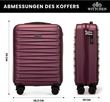 WITTCHEN Skyspeed Line - Великий валіза на колесах, жорсткий корпус ABS, телескопічна ручка, комбінаційний замок, 4 колеса, каштанового кольору. Підходить для авіакомпаній Lufthansa, Eurowings, Ryanair, Condor.