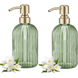 Набір з 2 дозаторів для мила з коричневого скла з позолоченою помпою, 473 мл