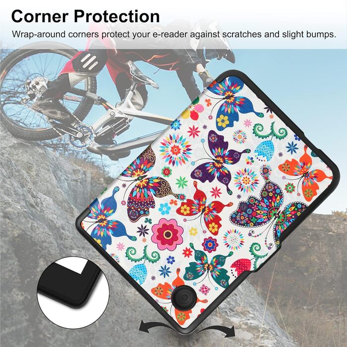 Чохол-книжка HGWALP Slim Shell для Tolino Shine 5/Shine Color/Shine 4 та Kobo Clara Colour/Clara BW/Clara 2E eReaders, з авто-ввімкненням/вимкненням (Butterfly)