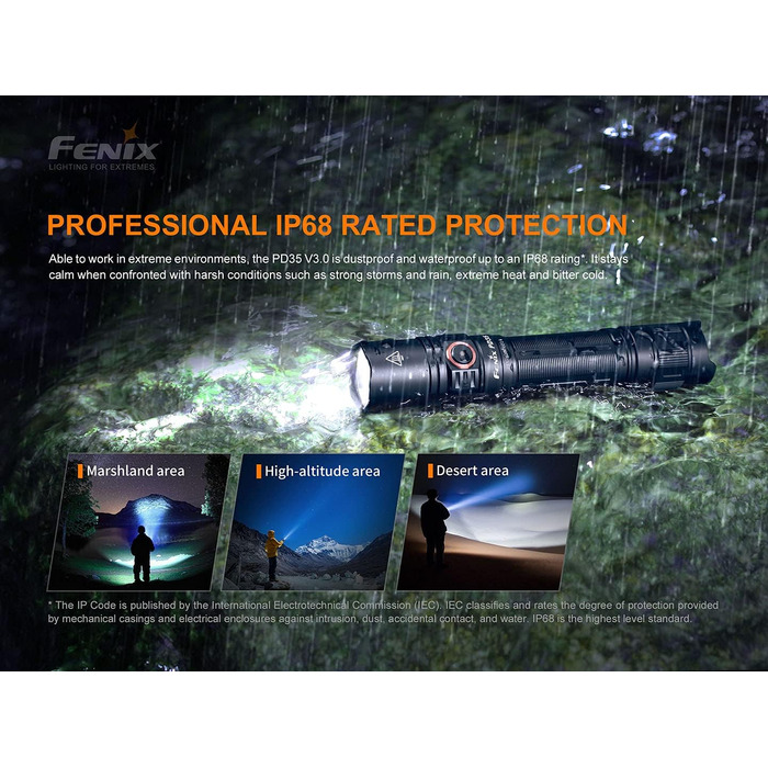 Ліхтарик Fenix PD35 V3.0 LED тактичний, 1700 люмен, 357 м, IP68, 5 режимів, чорний